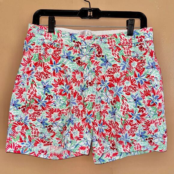 Stella Parker Collection Women's Floral Comfy Flat Front Shorts - Size 6 - Picture 1 of 7